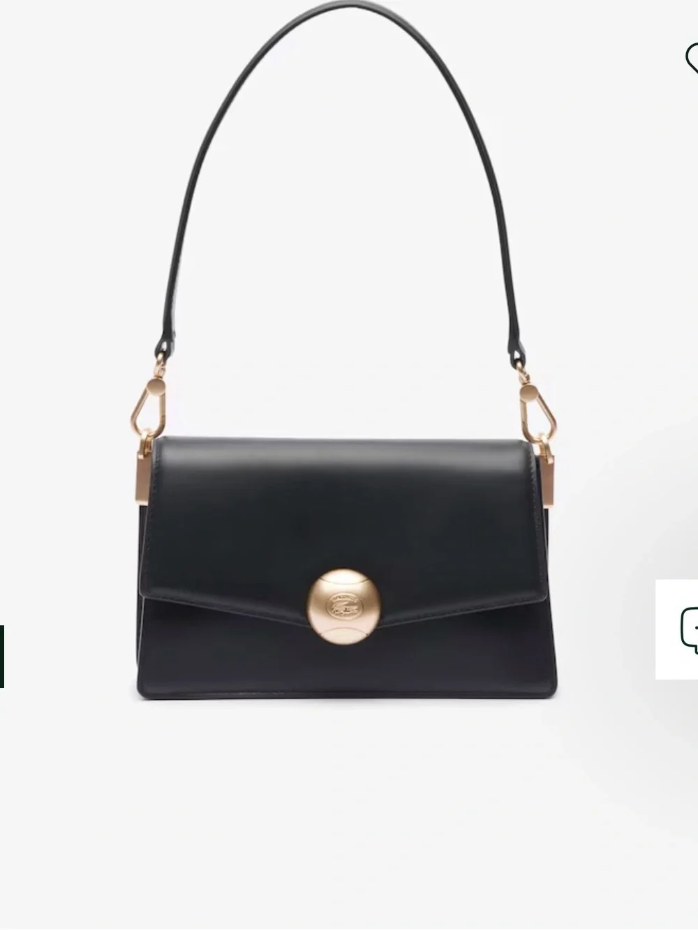 Lacoste Black Shoulder Bag with Gold-Tone Button - Picture 3 of 5
